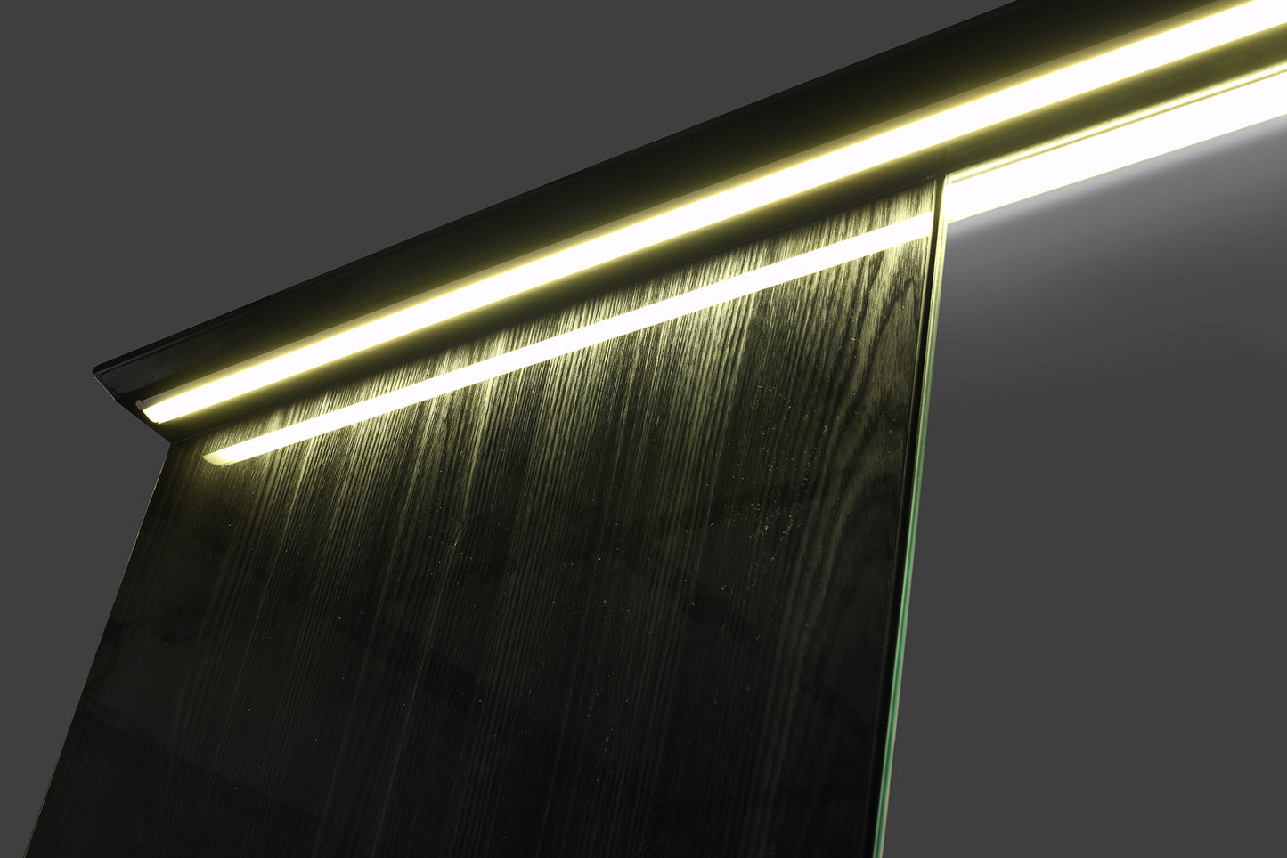 LED Freestanding Wardrobe Cabinet Mirrored Metallic Grey 3-Door with Inside 2-Drawer