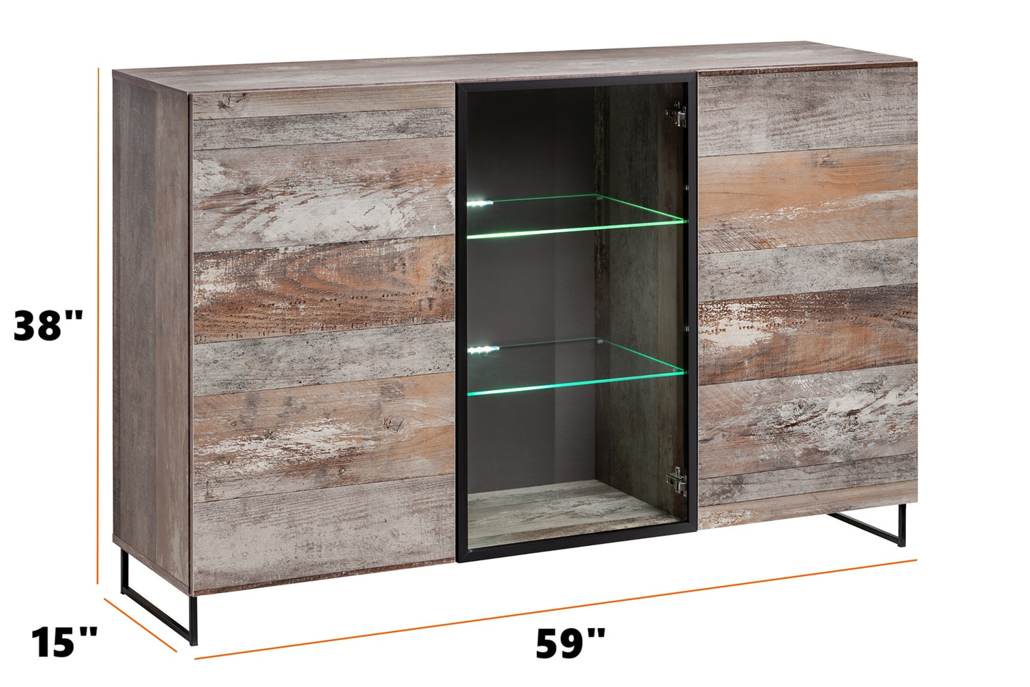 Ranch 59" Storage Cabinet with LED in Rustic Farmhouse Finish
