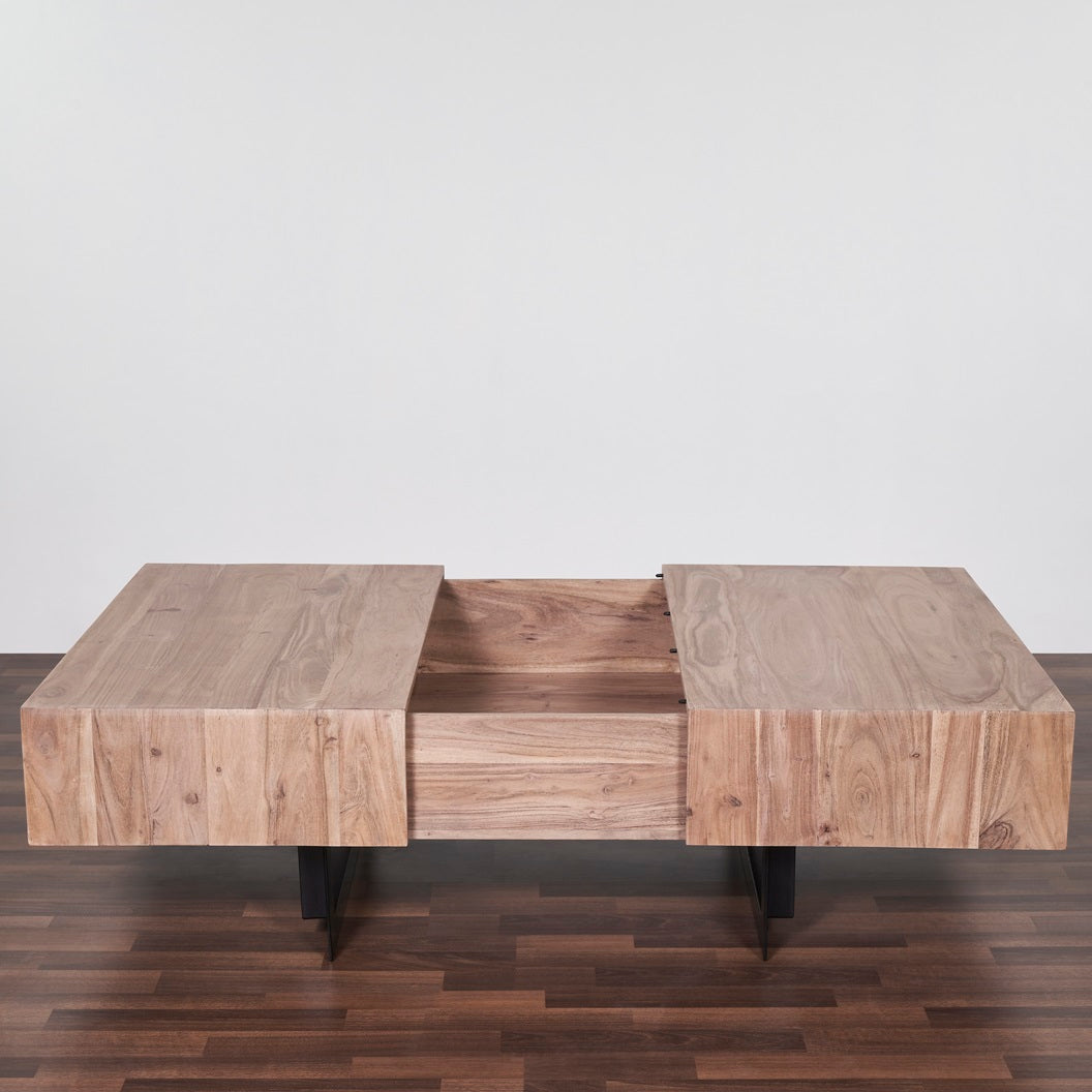 Coffee Table with Sliding Top in Natural Finish