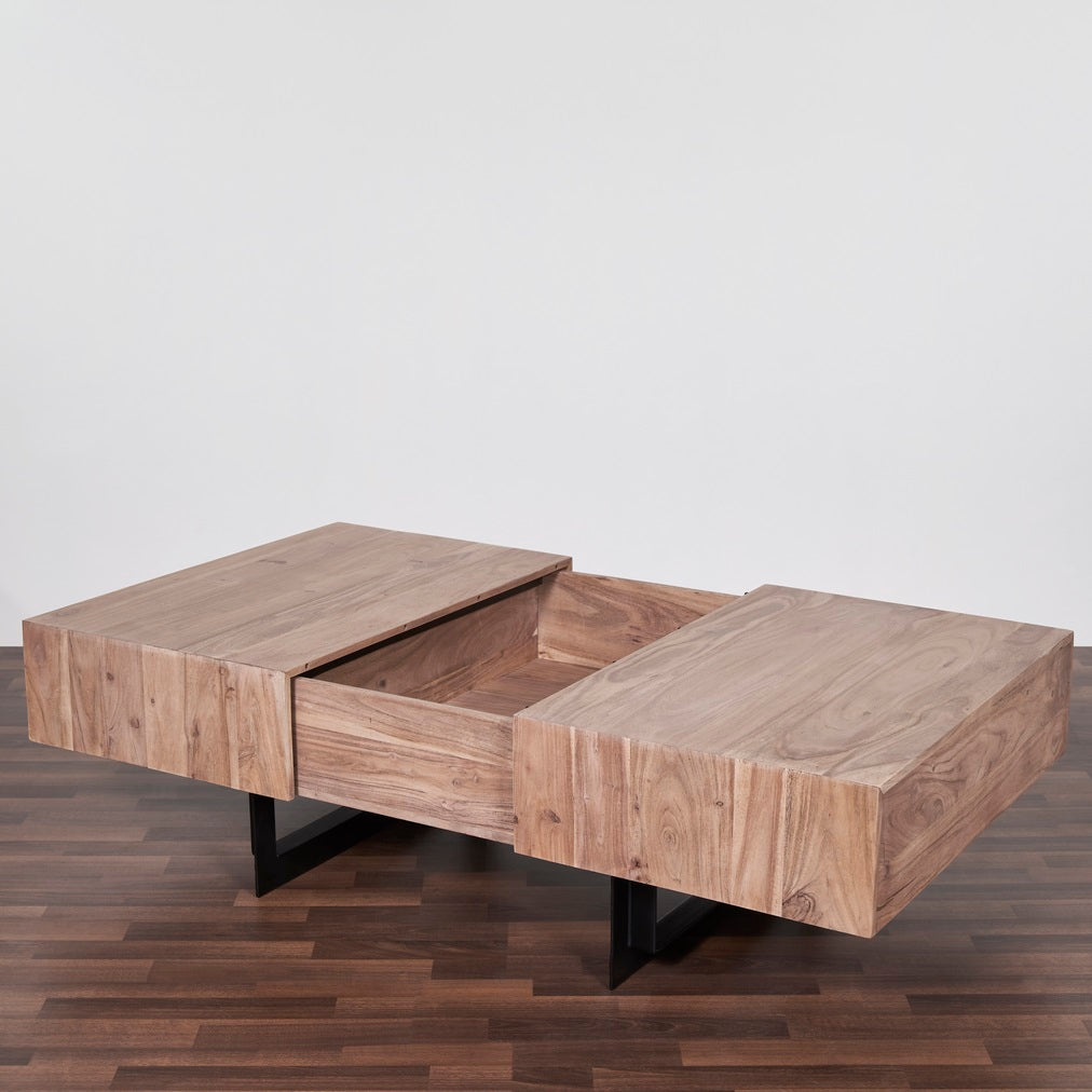 Coffee Table with Sliding Top in Natural Finish
