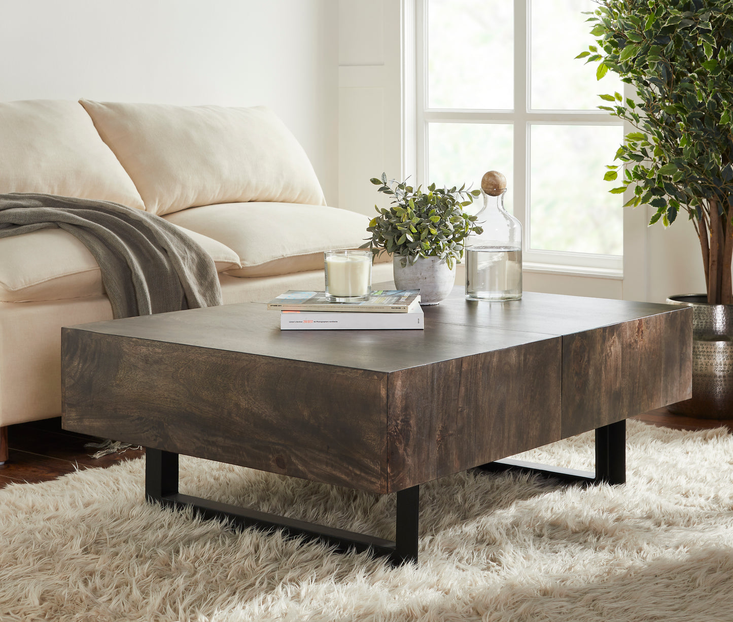 Coffee Table with Sliding Top in Olive