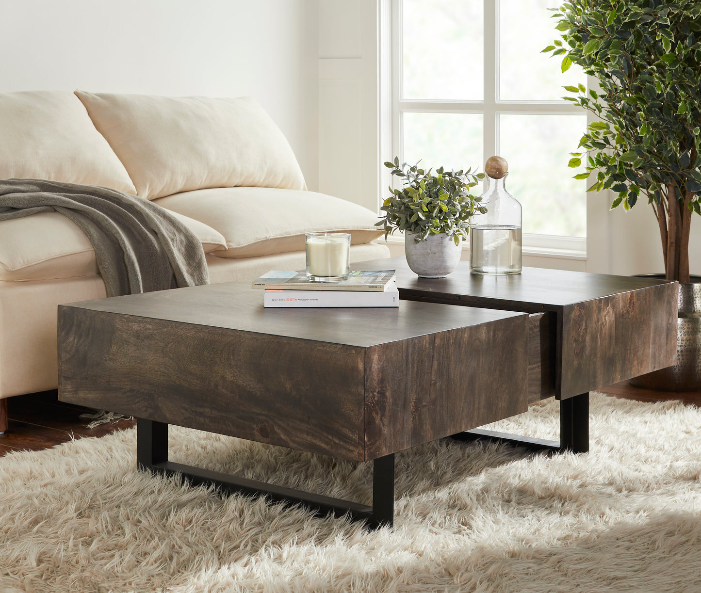 Coffee Table with Sliding Top in Olive