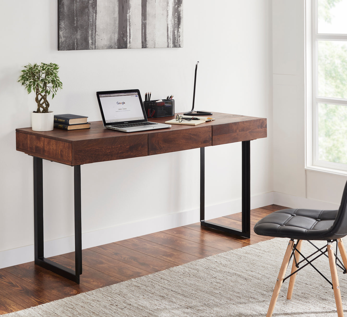 Glide Modern Office Desk in Walnut