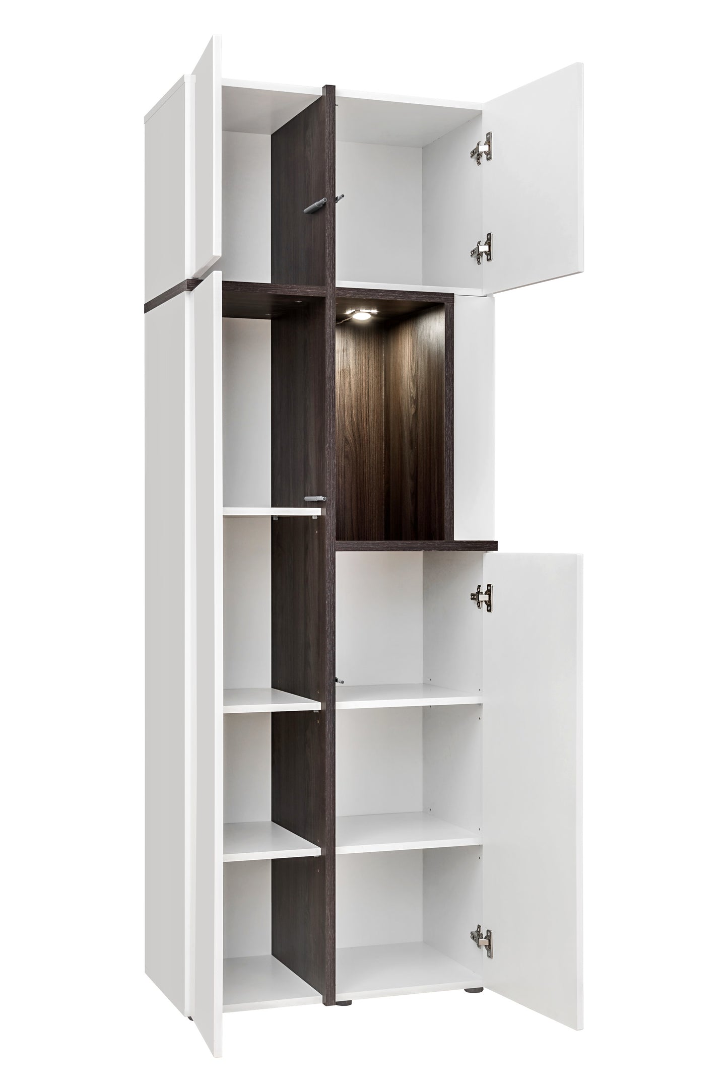 77" Wall Unit Storage Cabinet with LED in White Matte