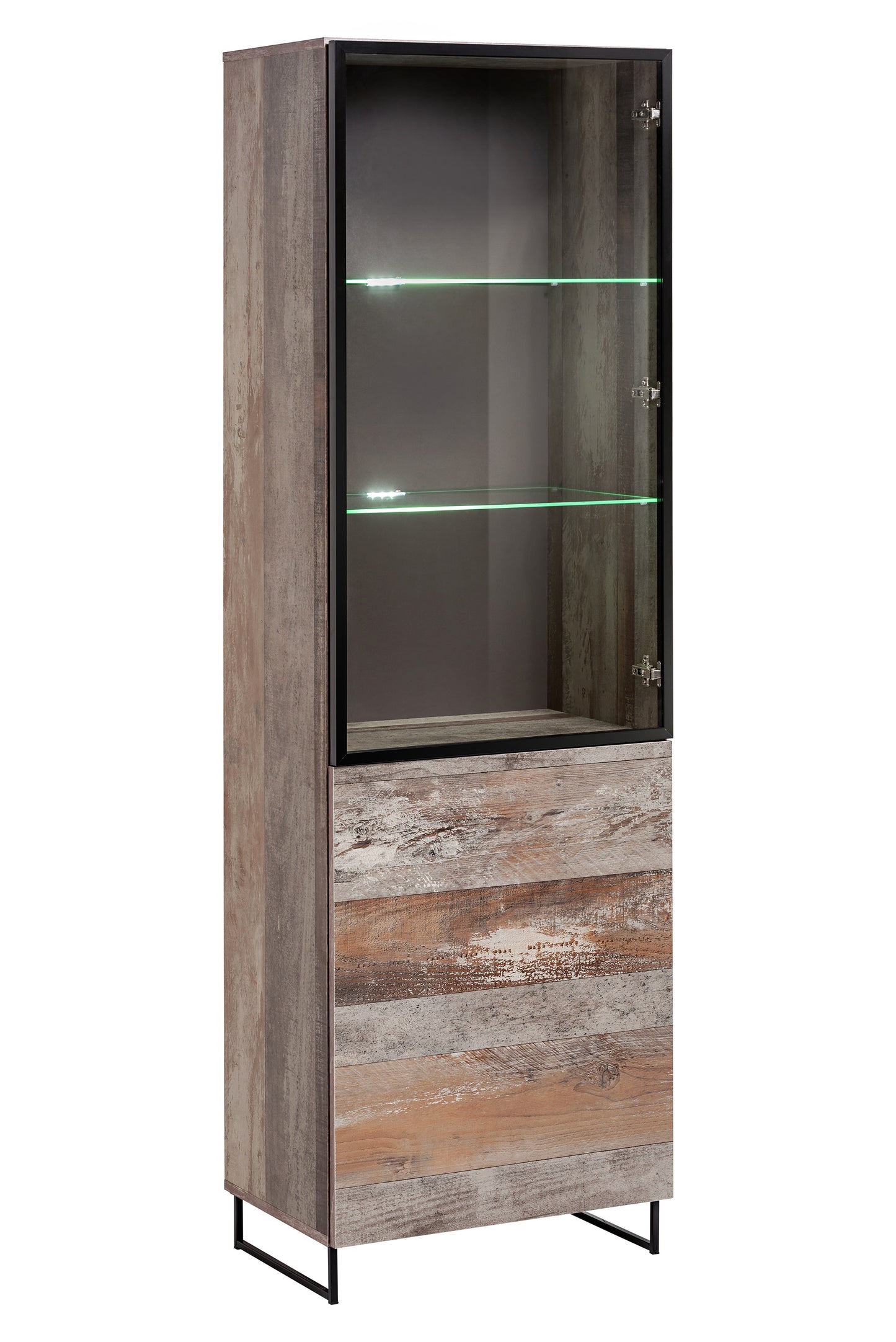 76"  Wall Unit Storage Cabinet with LED in Rustic Farmhouse Finish