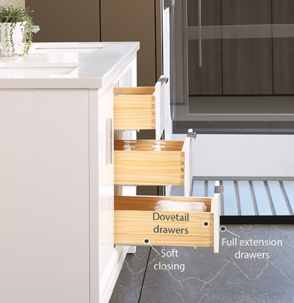 72 inch Solid Wood Double Sink Free-Standing Vanity with Quartz Countertop and Ceramic Sink in White