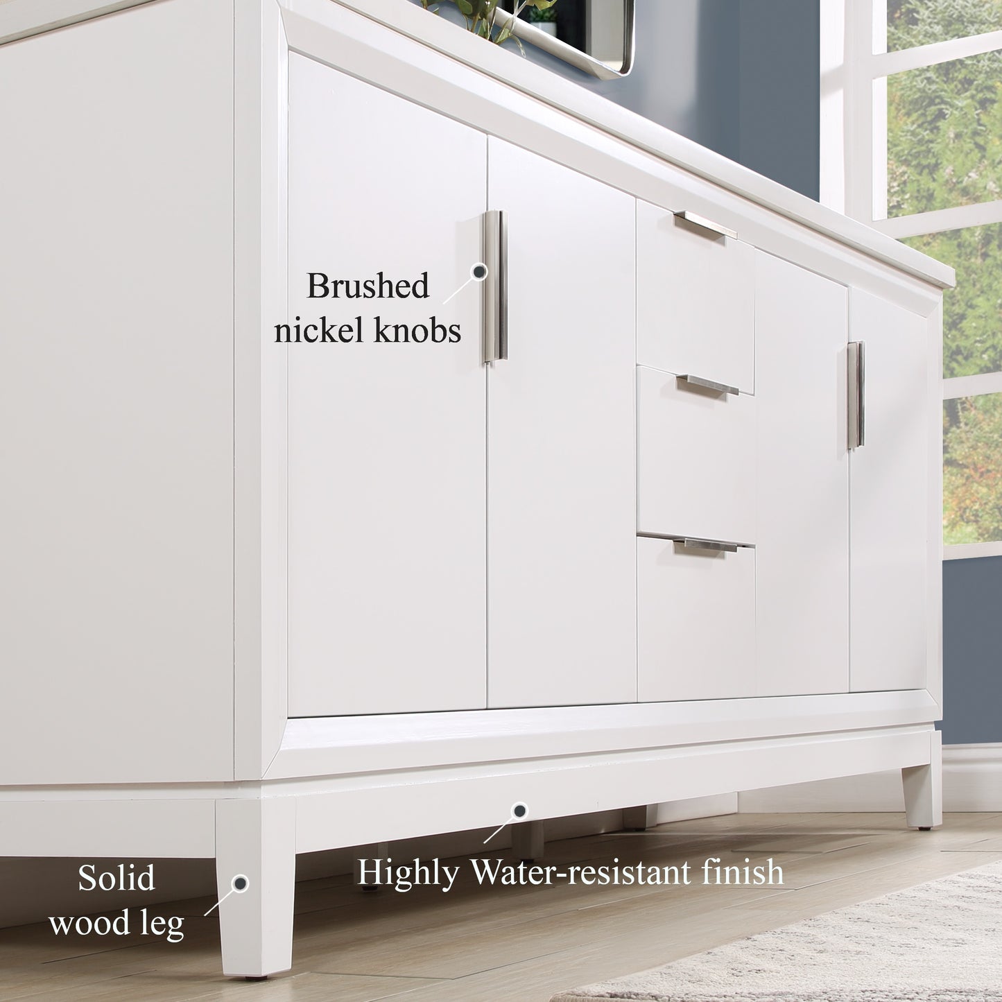 72 inch Solid Wood Double Sink Free-Standing Vanity with Quartz Countertop and Ceramic Sink in White