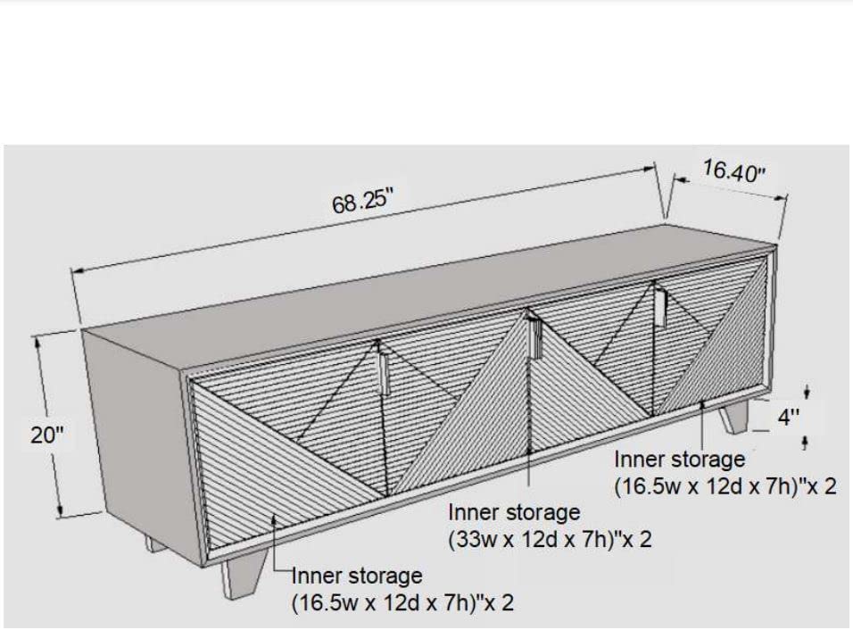 Crestwood 65 Inch TV Stand Entertainment Center with Storage, White