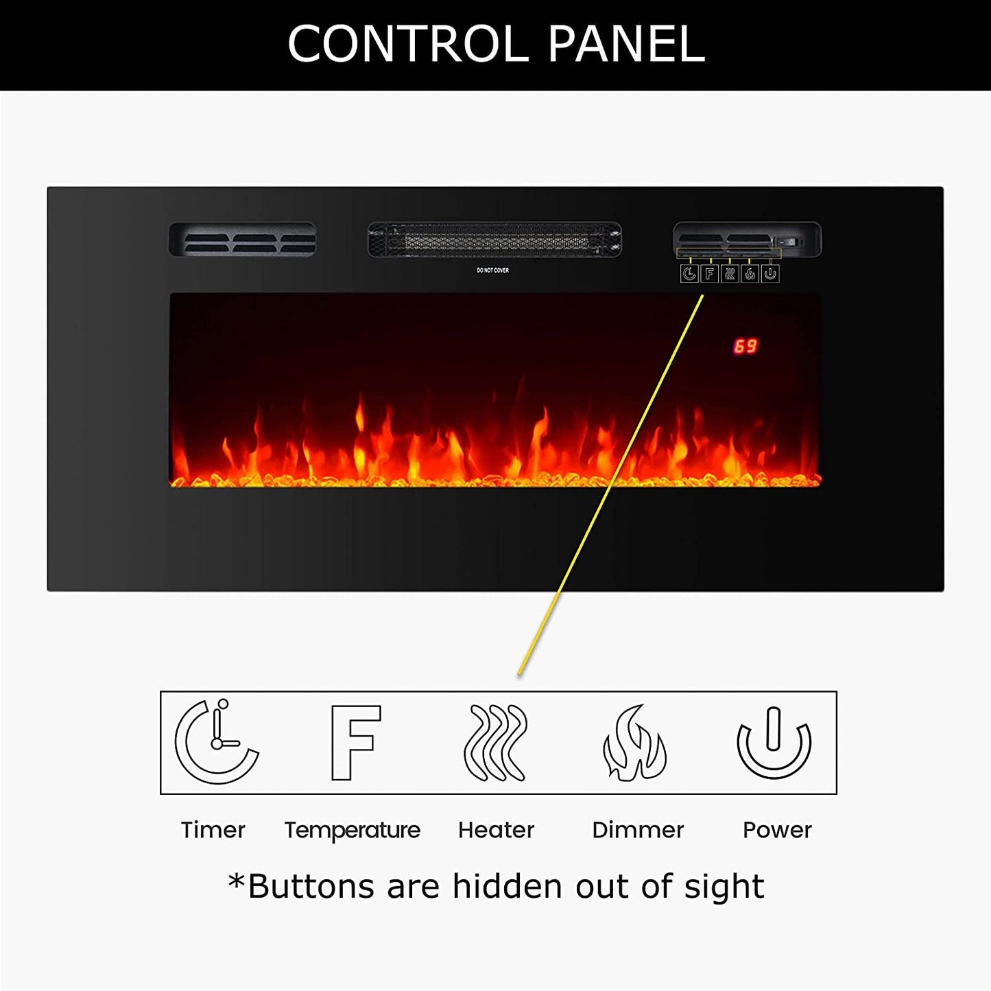 32 Inch Electric Fireplace Insert Recessed and Wall Mounted