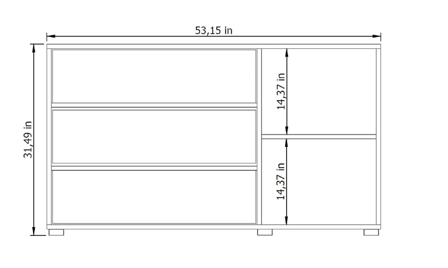 Shaker 3 Drawer Dresser for Bedroom, Black