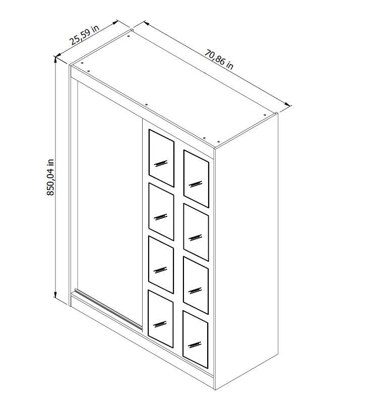 Brooklyn Sliding 2 Door Modern Bedroom Armoire Wardrobe Closet with Full Length Mirror